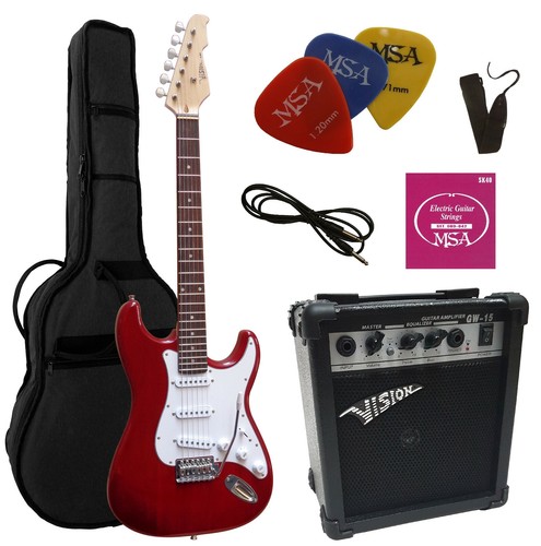 Gitarre st5 dunkelrot set - e-gitarre, st5-dunkelrot,set