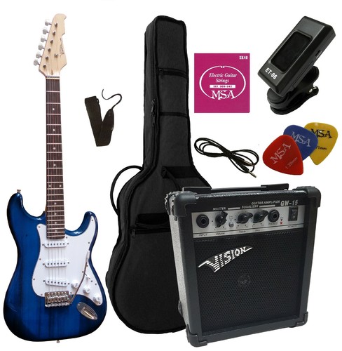 Gitarre set dunkelblau - gitarre,